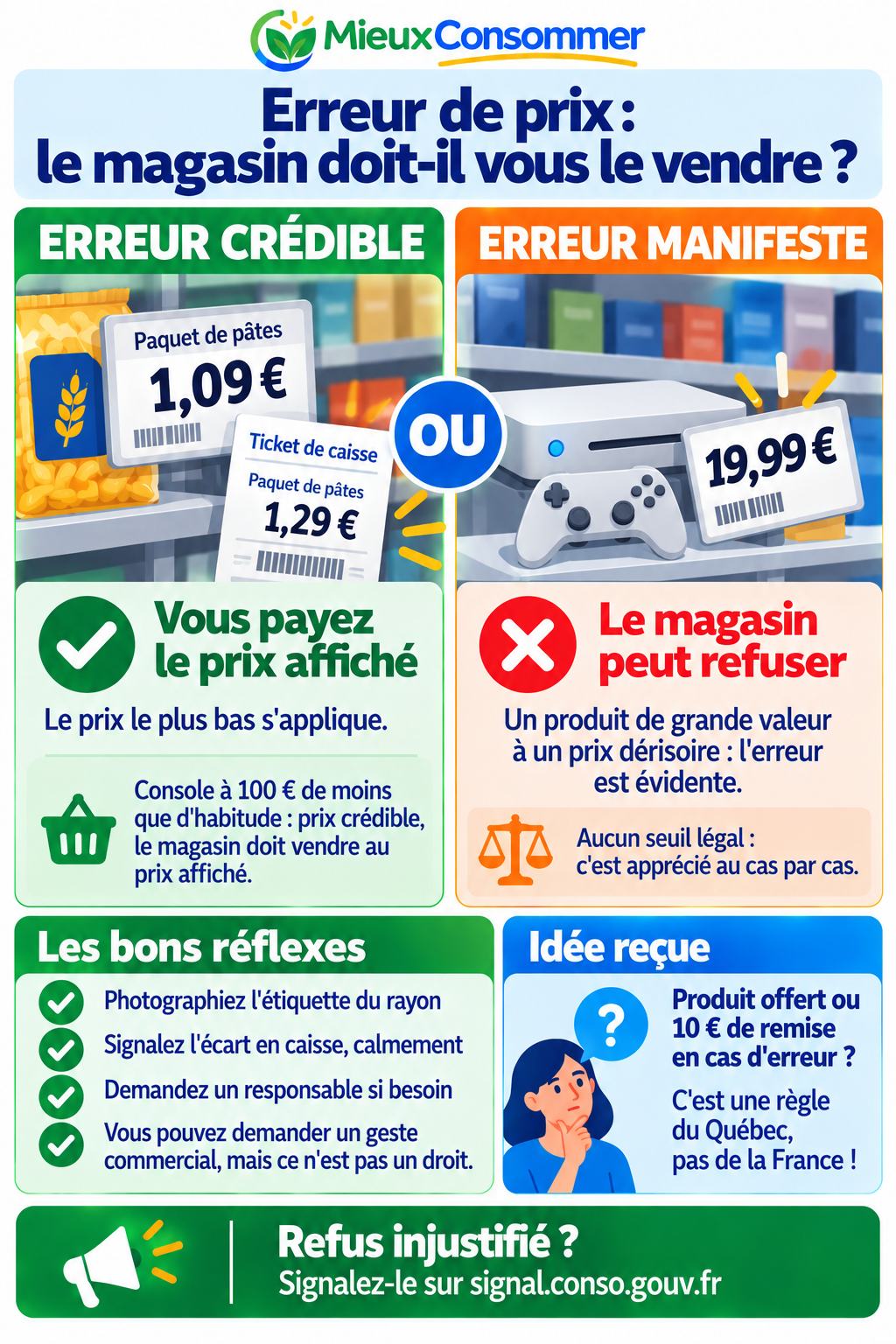 Erreur de prix : le magasin doit-il vous le vendre ? Erreur crédible ou erreur manifeste, bons réflexes et idée reçue