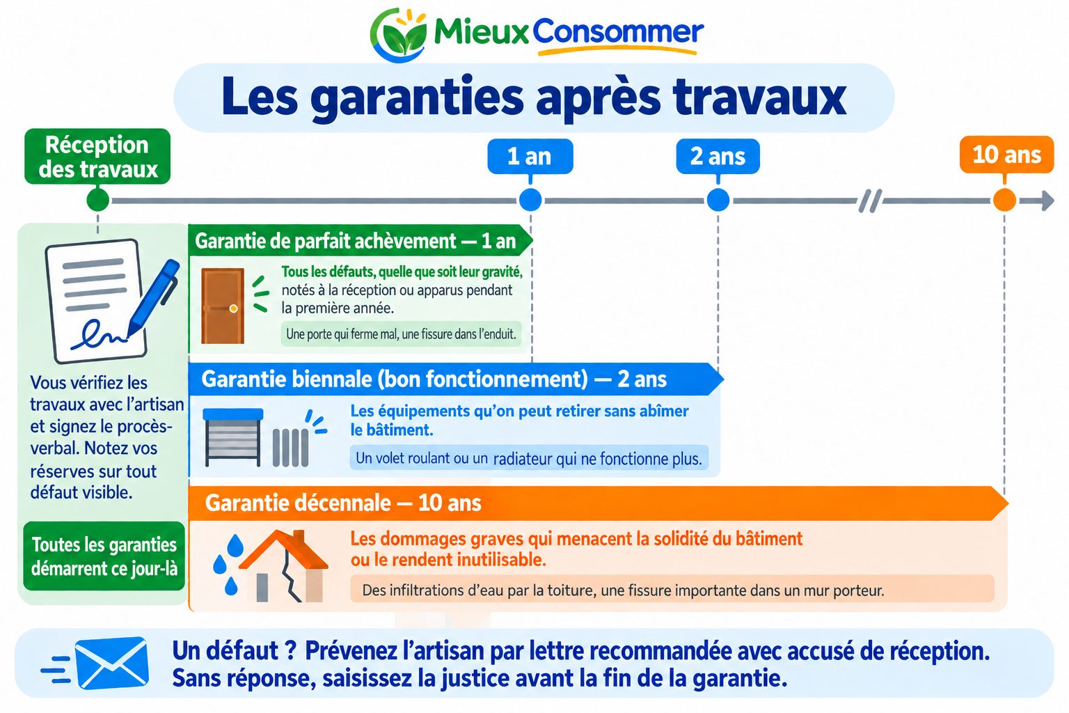 Toutes les garanties démarrent le jour de la réception des travaux
